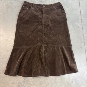 Brown Corduroy Midi Skirt